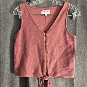 Madewell Texture and Thread Tie Front V Neck Tank Small Grunge Punk Y2K Skater